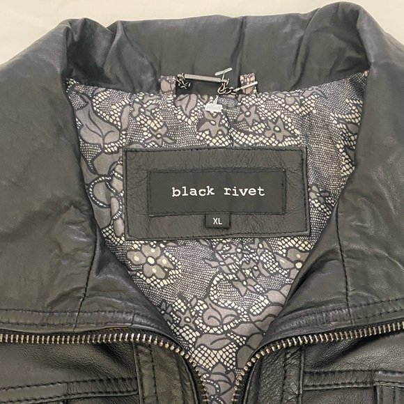 NWOT Black Rivet Wilsons Genuine Leather Moto Jacket In Black Size XL. - Picture 6 of 11